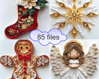 Christmas Clipart Paper Quilling Art for card decorations Consist 85 images Instant Download