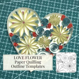Love Flower Paper Quilling Template: Beginner-Friendly Outline Pattern (PDF Download)