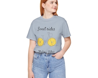 Italiaans zomer-T-shirt, Lemon Bicycle T-shirt, La Dolce Vita