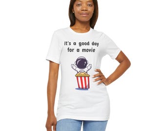 Movie Day T-Shirt, Popcorn Astronaut Graphic Tee