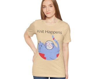 Knit Happens Cat T-Shirt, Yarn Lover Tee