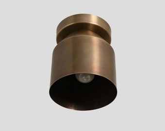 Italian Brass Flush Mount Ceiling Light - Mid Century Modern Sconce
