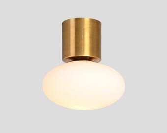 Brass Globe Flush Mount Ceiling Light - Mid Century Modern Sconce