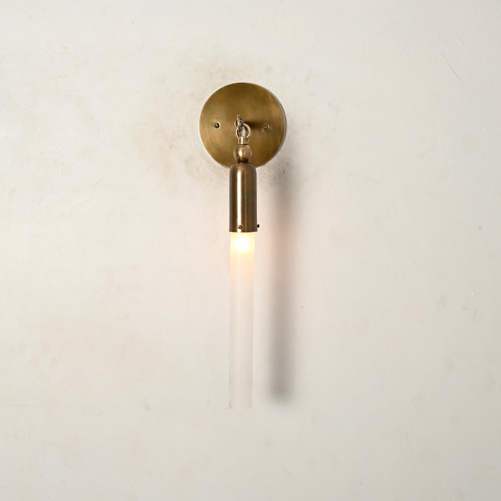 Modern Glass Tube Wall Sconce: Antique Brass Light Fixture