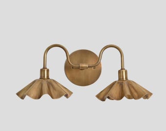Double Brass Petal Vanity Light Flower Modern Shade Wall Sconce