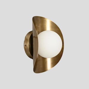 Handmade Brass Wall Sconce: Mid Century Modern Vanity Light