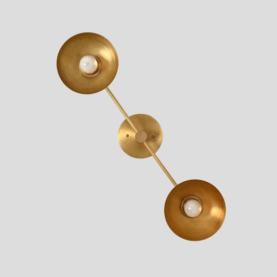 Vanity Light Flush Mount Brass Double Modern Wall Lamp Minimalistic Sconce Pendant Fixtures