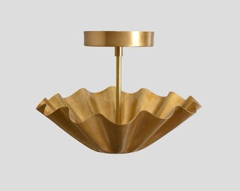 Semi Flush mount Ceiling Light Italian Brass Pendant Handmade Glass Globe Mid Century Modern Chandelier Wall Sconce