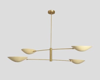 Brass Ceiling Light White Cream Starburst Pendant Light Mid Century Modern Sputnik Chandelier