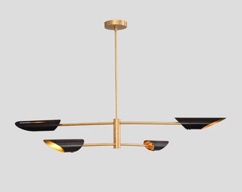 Handmade Brass Sputnik Chandelier: Mid-Century Modern Linear Pendant Light