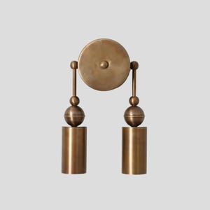 Double Wall Light Brass Wall Sconce Pendant 1950s Modern Wall Lamp Fixture Handmade Finishes