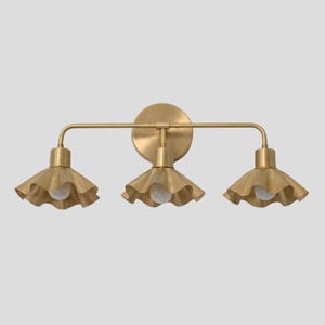 Triple Brass Flower Vanity Light Petal Modern Shade Wall Sconce