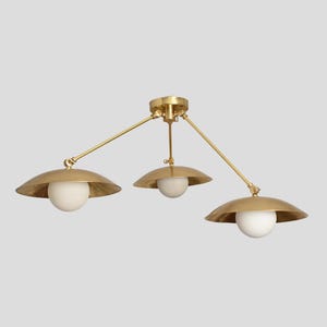 Flush mount Ceiling Light Brass Pendant Light Mid Century Modern Glass Globe Handmade Fixture