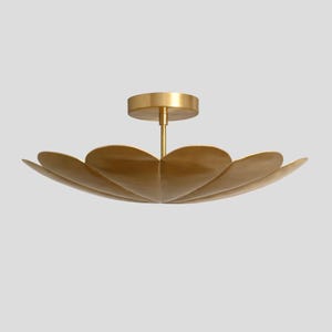 Handmade Brass Flower Sputnik Chandelier: Mid Century Modern Ceiling Light