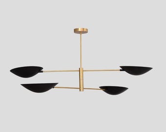 Handmade Brass Sputnik Chandelier: Mid-Century Modern Starburst Light