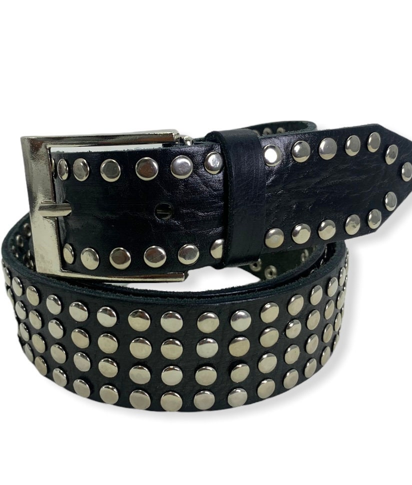 vintage embedded studs leather belt