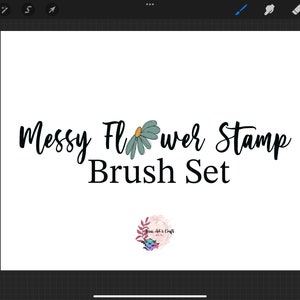 May include: A digital illustration of a brush set with the text "Messy Flower Stamp Brush Set". A small logo with the text "You Art & Craft" is in the bottom right corner.