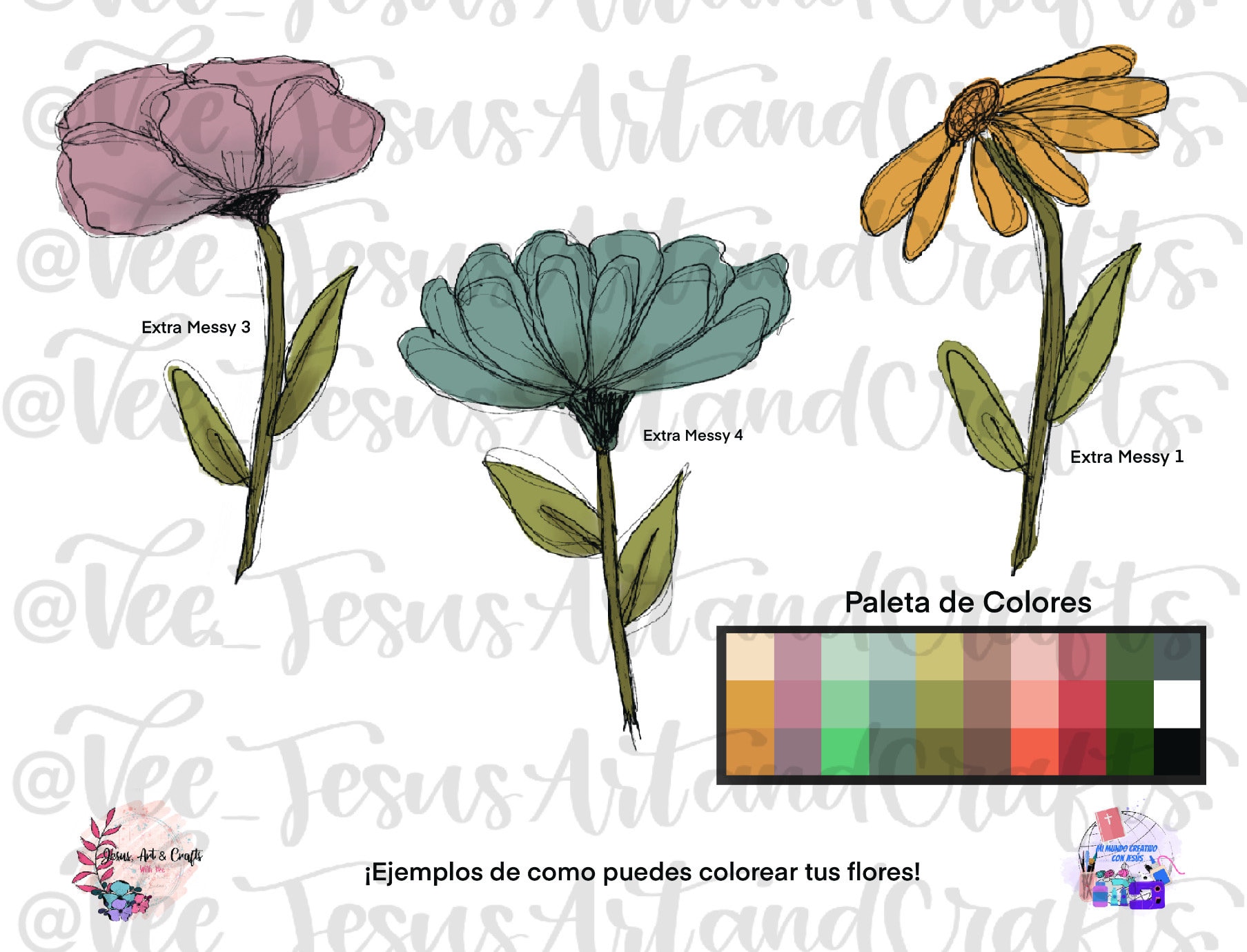 IPad - Procreate Brush - Extra Messy Flower Stamp Set - Digital ...