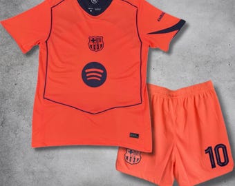 Barcelona Orange Kids Set, Kids Football Kit , Barca Kids Set , Soccer Kit For Kids, Youth Barcelona Football Gift for Boys and Girls