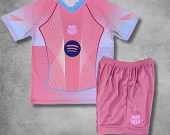 Barcelona Pink Edition Kids Set, Kids Football Kit , Barca Kids Set , Soccer Kit For Kids, Youth Barcelona Football Gift for Boys and Girls