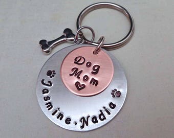 Dog Mom Gift Personalized Pet Names - Pet Lover Gift - Dog Mama Gift - Personalized Pet - Love My Dogs Keychain - Dog Dad Keychain - P36
