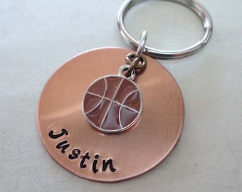 Basketball  Keychain - Custom Names - Father's Day Gift - Sport Keychain - Basketball Fan Gift - Gift for Dad - Custom Basketball Team