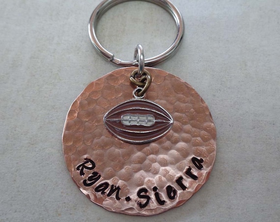 Personalized Football Keychain / Dad Fathers Day Gift / Sport Keychain Custom Word Team Name / Football Fan Gift