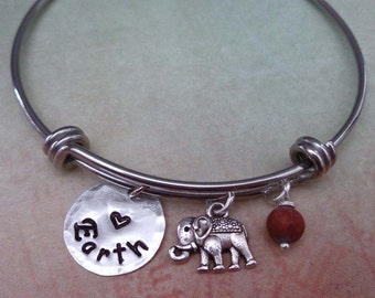 Love Earth Bangle Bracelet- Conservation Love Our Planet Earth Bangle- Protect Wildlife Sea Turtle Elephant Earth Lover Bangle -B61