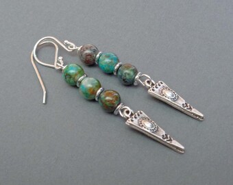 Shattuckite Silver Wrapped Earrings