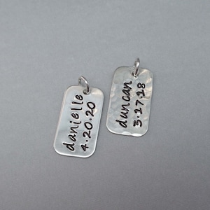 Personalized Sterling Silver Tag / Add on Sterling Silver Bar / Personalized Name Date Numbers image 5