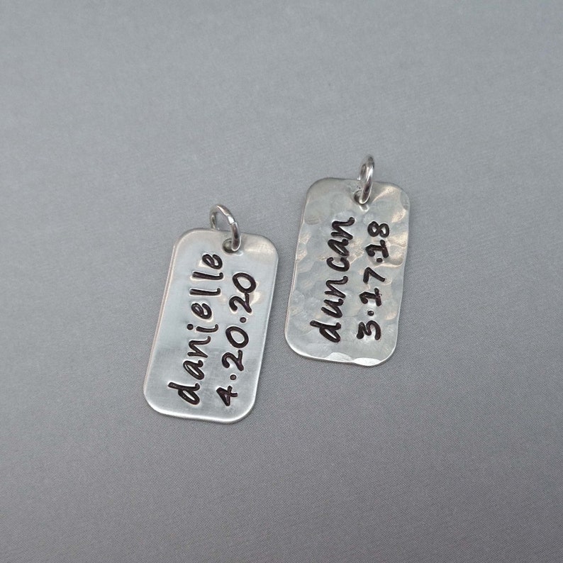 Personalized Sterling Silver Tag / Add on Sterling Silver Bar / Personalized Name Date Numbers image 5