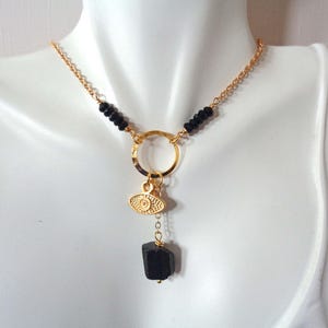 Protection Choker Necklace / Black Tourmaline Onyx Evil Eye Jewelry / Grounding Protection Stone