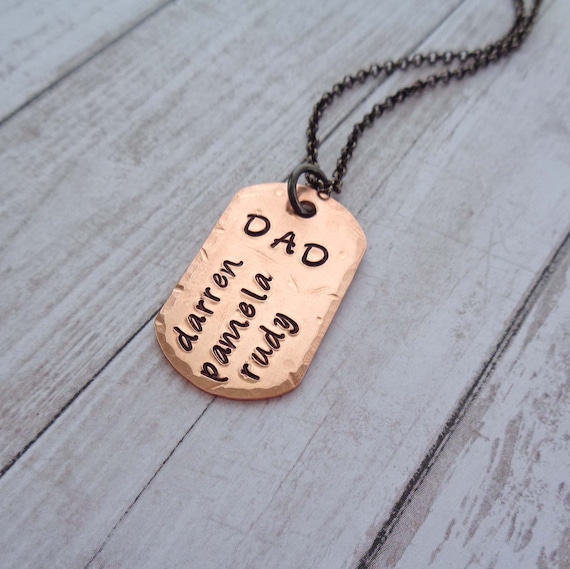 Dad Dog Tag Necklace / Personalized Kids Names / Fathers Day Gift / Personalized Daddy Papa Gift / Dog Tag Necklace