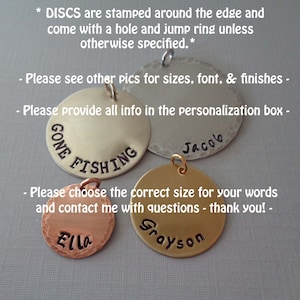 Add-on Disc Copper Aluminum Nickel Brass Disc Personalized Disc Hand-stamped Disc image 5
