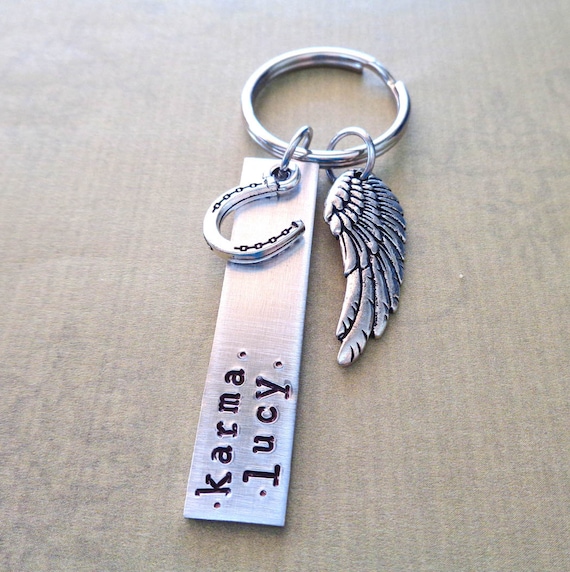 Horse Name Keychain / Horse Memorial Personalized Keychain / Memorial Bar  Angel Wing / Custom Horse Keychain