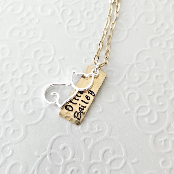 Cat Names Personalized Necklace: Cat Mom Gift Pet Lover Jewelry