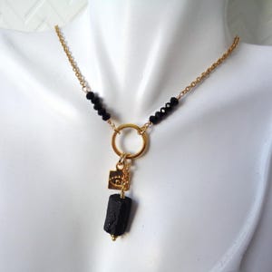 Skyddande chokerhalsband / Svart turmalin onyx onda ögatsmycken / Jordningsskyddande sten