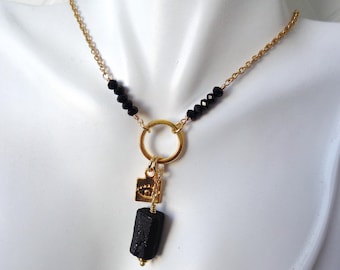 Protection Choker Necklace / Black Tourmaline Onyx Evil Eye Jewelry / Grounding Protection Stone
