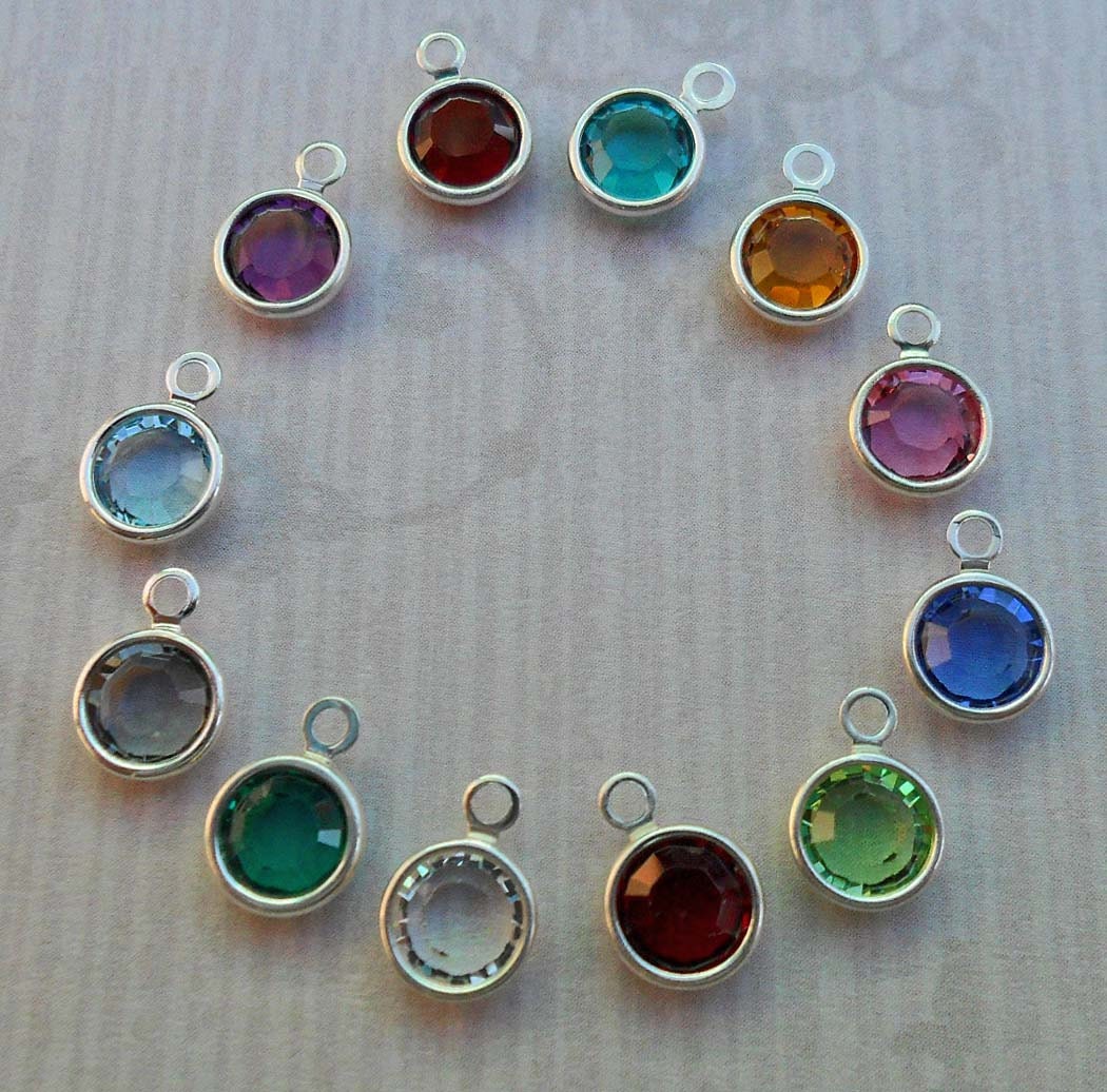 Addon Crystal Channel Charm Swarovski Crystal Charm Birthstone