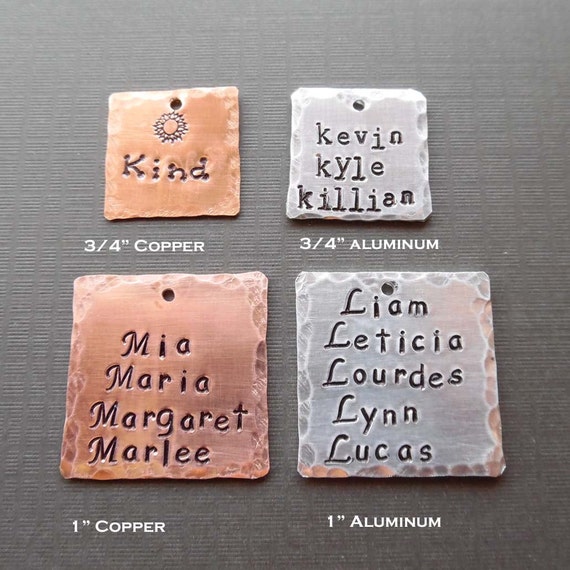 Add-on Square - Copper Hand Stamped Square- Personalized Aluminum Square - Add on Pendant