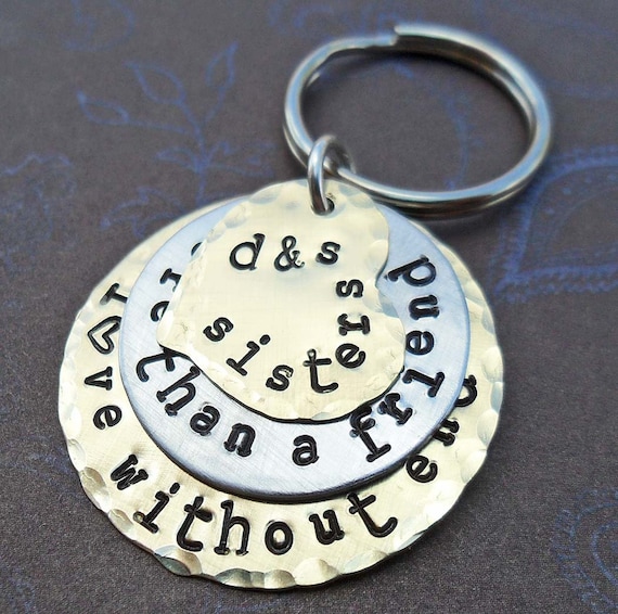 Sisters Keychain Personalized Gift / Custom Initials / More than a friend Love without end / Gift for Sister / love my sister