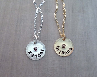 Personalized Pet Name Necklace / Dog Mom Gift / Cat Mom Gift / Sterling Silver or Gold Fill Pet Necklace