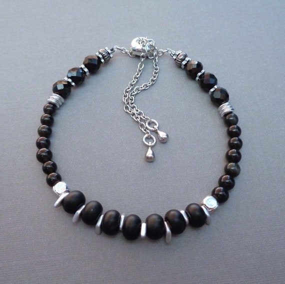 Protection Bracelet / Black Onyx Obsidian Tourmaline / Intention Jewelry / Empath Gift