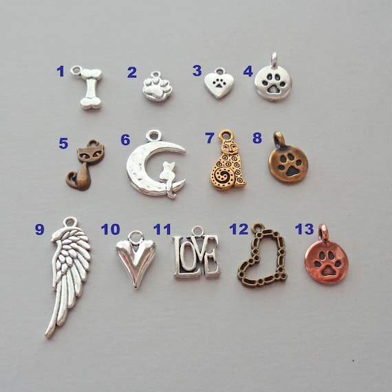 Add-on Pet Charm - Paw Charm - Cat Charm - Angel Wing - Love my Cat - Dog Bone Add ons