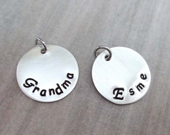 Silver Name Charm - Personalized Name - Sterling Silver Hand-Stamped Name Charm- Add-on Sterling Silver