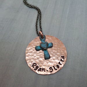 Personalized Cross Jewelry Rustic Jewelry Custom Names Date Baptism Gift 画像 6