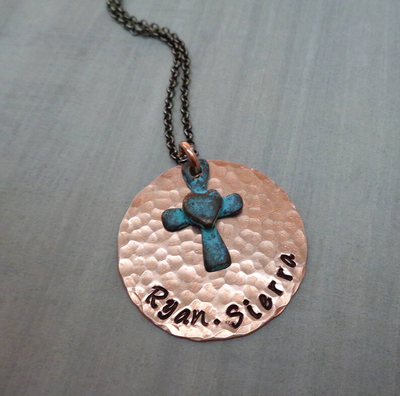 Personalized Cross Jewelry Rustic Jewelry Custom Names Date Baptism Gift image 6