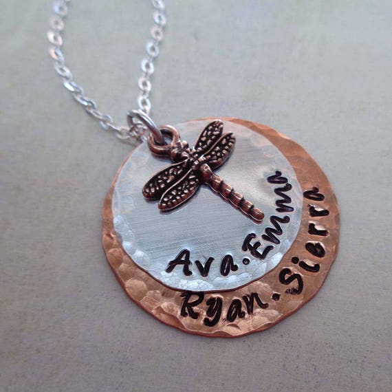 Dragonfly Necklace / Personalized Custom Name Jewelry / Dragonfly Jewelry / Mother's Day Gift