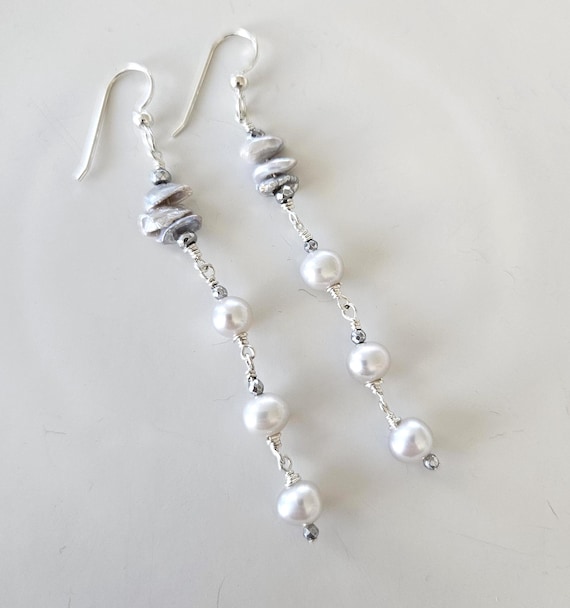 AA Keshi Gray Pearls Earrings