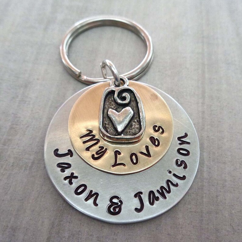 My Loves Keychain Personalized Names Keychain Custom Names Etsy